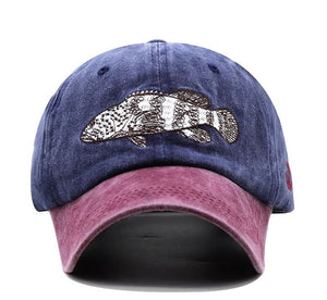 Red Grouper Fish Embroidered Baseball Cap