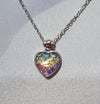 Heart Iridescent Fish Scales on Sterling Silver Necklace