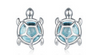 Turtle Sea Blue Glass Earrings Sterling Silver