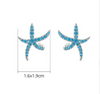 Starfish Sea Blue Zircon Earrings Sterling Silver