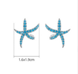 Starfish Sea Blue Zircon Earrings Sterling Silver
