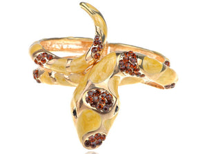 Snake Yellow Enamel Amber Rhinestone Bangle Bracelet
