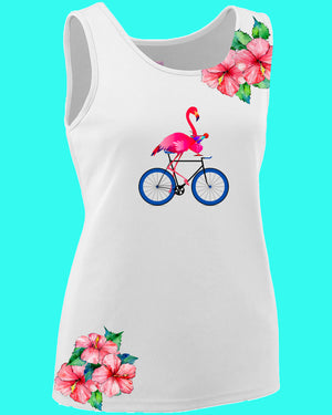 Flamingo Bicycle Ladies Tank Top Performance Wear