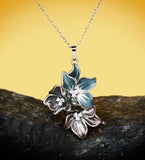 Flowers Soft Blue Grey Artful Necklace