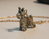 Airedale Schnauzer Antique Gold Necklace