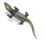 Alligator Green Rhinestone Alligator Segmented Brooch Pin