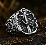 Anchor w Rope Ring Stainless Steel