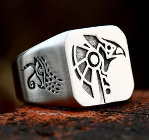 Horus Falcon Engraved Viking Ring Stainless Steel