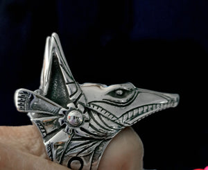 Anubis Head Viking Ring Heavy Stainless Steel
