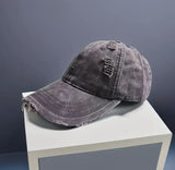 Distressed Brown Denim Baseball Cap