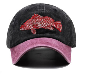 Red Snapper Fish Embroidered Baseball Cap
