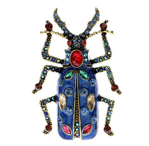 Beetle Large Rhinesonte Enamel Metal Brooch