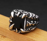 Black stone claw ring Stainless Steel