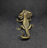 Lizard Frilled Large Brass Figurine