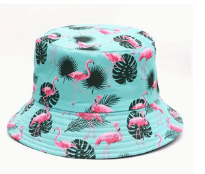 Hat Bucket Flamingos Aqua