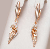 Elegant Cat Earrings White Cubic Zirconia (CZ) Rose Gold Plated