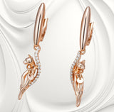 Elegant Cat Earrings White Cubic Zirconia (CZ) Rose Gold Plated