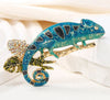 Chameleon Blue/Green Enamel w Rhinestones Brooch Pin