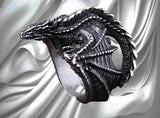 Dragon Mystical ring grey stainless steel