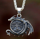 Dragon w Tree of Life Necklace Stainless Steel
