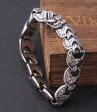 Reptile Dragon Ornate Scales SS Link Bracelet