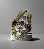 Dragonfly Green Enamel Ring Art Nouveau