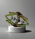Dragonfly Green Enamel Ring Art Nouveau