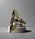 Dragonfly Green Enamel Ring Art Nouveau