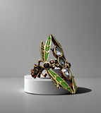 Dragonfly Green Enamel Ring Art Nouveau