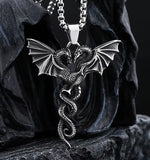 Dragon 2 Twisted Necklace Stainless Steel