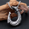 Celtic Fish Hook Large Necklace Pendant Stainless Steel