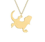 Lizard Gecko Flat Charm Necklace Stainless Steel