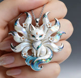 Fox Sweet 9 Tailed Fox Enamel Necklace