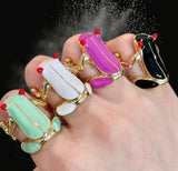 Cute Enamel Frog Ring Set For Women