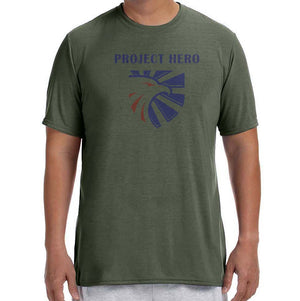 Project Hero Eagle Crest Army Green Performance T-Shirts "cotton feel"