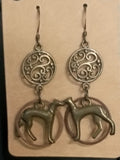 Greyhound Ornate Copper Bronze Art Nouveau Earrings