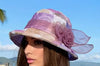 Ladies Flower Lavander Grey Sheer Bow Side