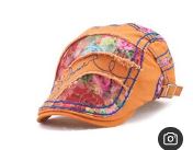 23d Newsboy Floral Orange Orange Flat Cap Hat