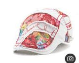 23e Newsboy Floral Red White Flat Cap Hat