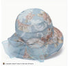 Ladies Flower Sun Hat Blue Sheer Bow Back