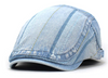 16 Newsboy Multi Striped Blue Jean Flat Hat Cap