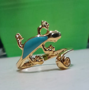 Gecko Ring Aqua Blue Accent