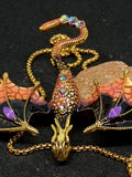 Dragon Enamel w Rhinestones Inlaid Necklace