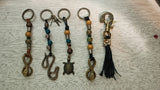 Beaded Brass Reptile Keychains