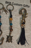 Beaded Brass Reptile Keychains