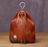 Leather Pouch Draw String w Pendant