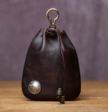Leather Pouch Draw String w Pendant