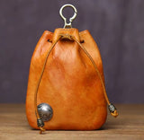 Leather Pouch Draw String w Pendant