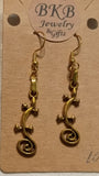 Lizard Gecko Goldtone Dangle Earrings