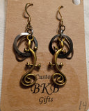 Lizard Gecko Goldtone on Copper Rings Earrings